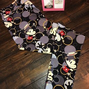 NWT LuLaRoe T&C Disney Leggings Mickey with Hat Grey/Gray Vintage